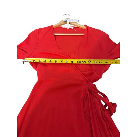 BCBGENERATION NWT $108 WOMENS BELL SLEEVES WRAP Dress Red XXS Rayon, Midi - Picture 9 of 10
